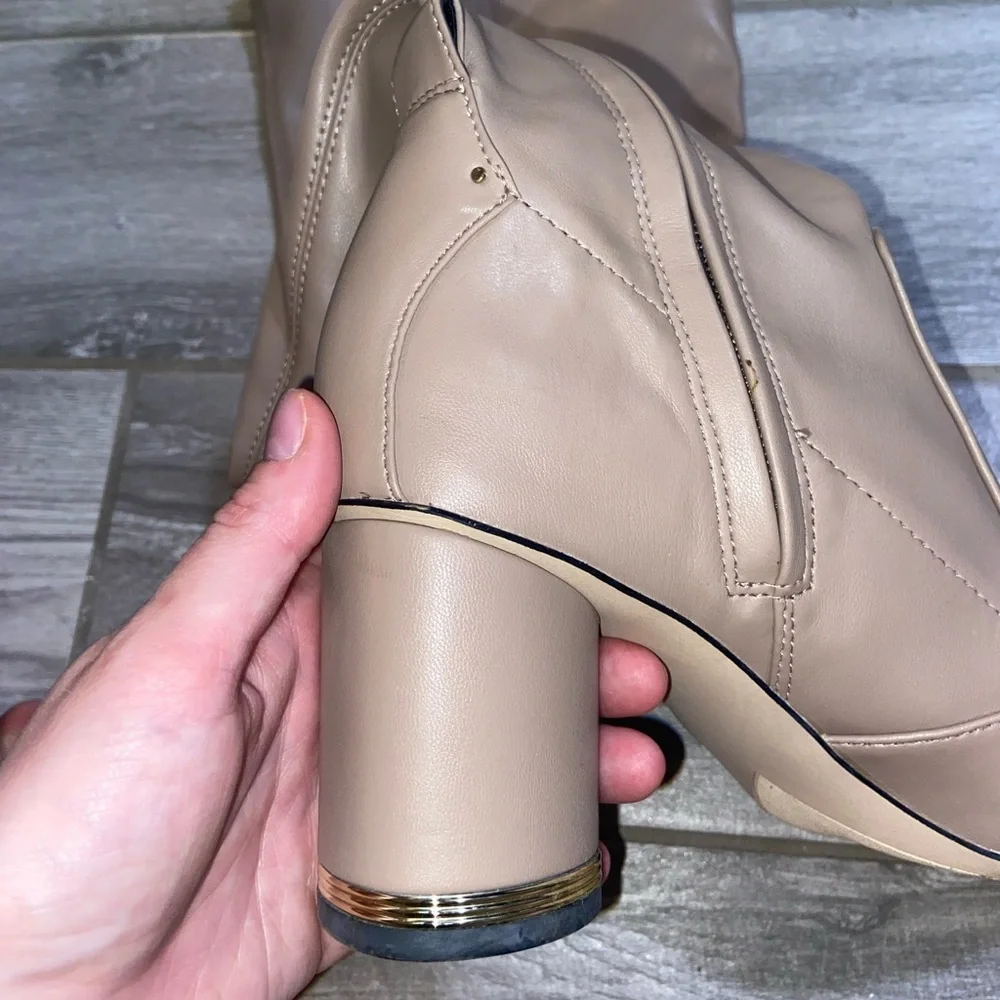Franco Sarto Pisa Over the Knee Tan Boots with Gold Details 👢 size 8.5, Like New